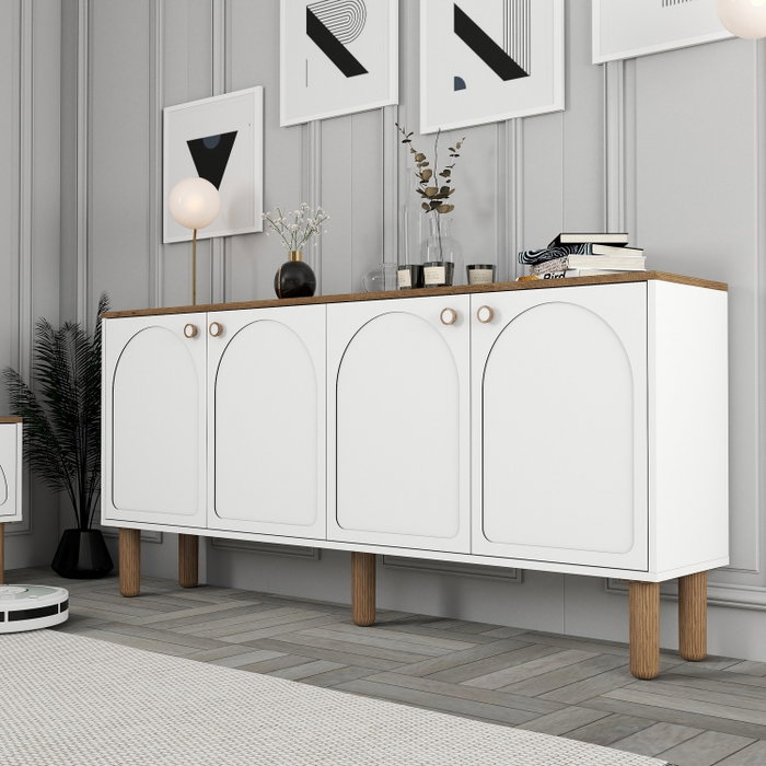 Hanah Home Consola 848 - Blanca, 180 cm Ancho x 84 cm Alto x 35 cm Profundo, Melamina